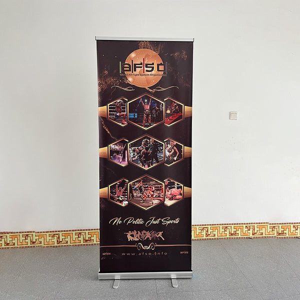 Custom roll-up retractable banner stand with logo - PromoMogul
