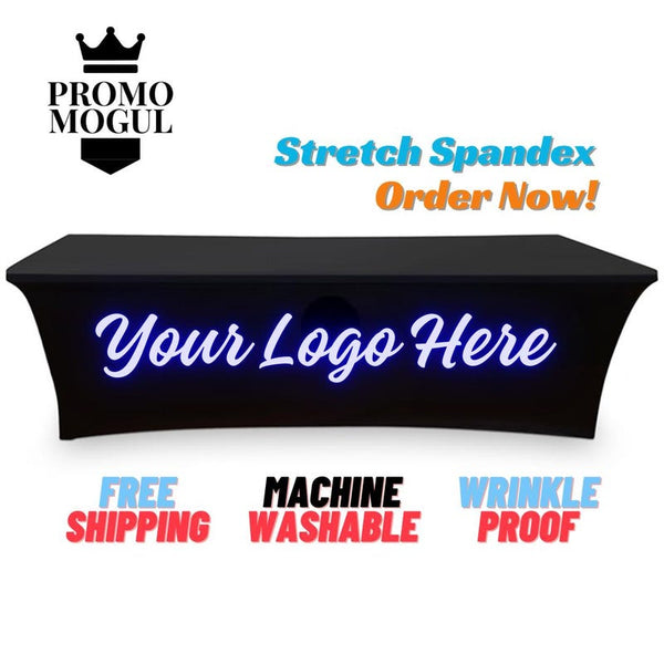 Custom spandex table cover with logo - PromoMogul