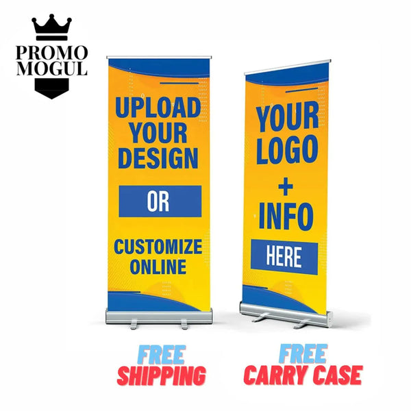 Custom retractable banner stand with logo - 33x81 roll up display - PromoMogul