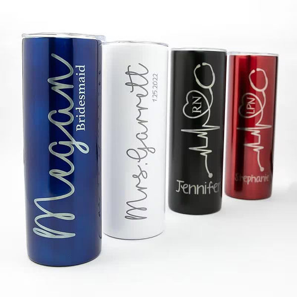Custom laser engraved 20oz stainless steel tumbler - branded drinkware - PromoMogul