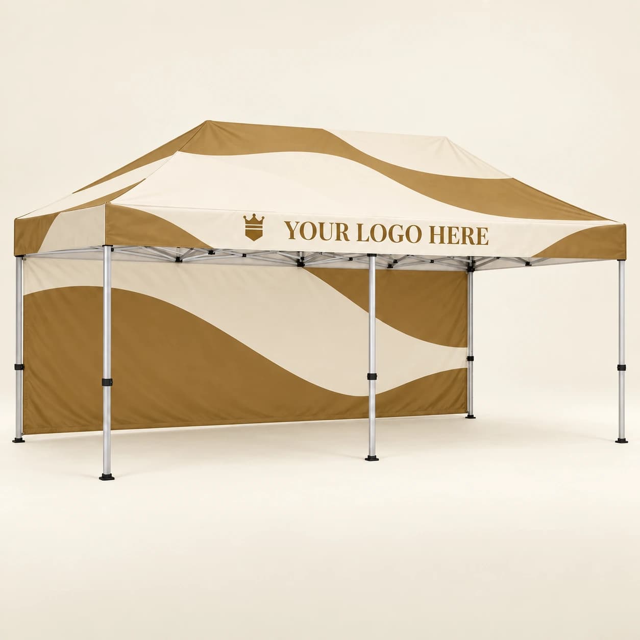 Custom 10 x 20 canopy tent with a YOUR LOGO HERE placeholder print area