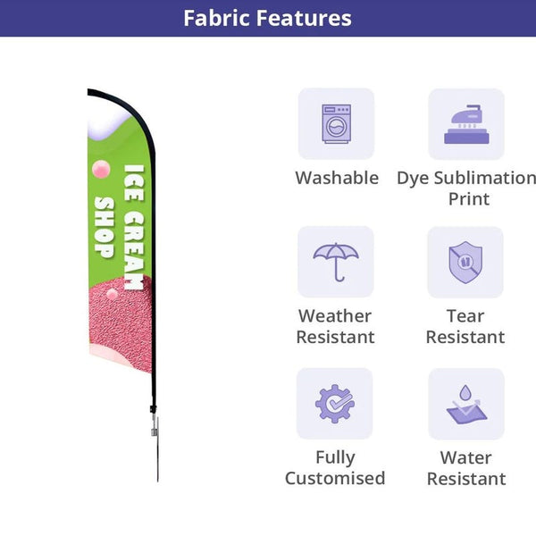 Custom advertising blade flag with logo - PromoMogul