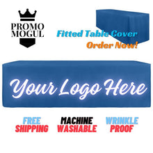 Custom logo fitted tablecloth for trade shows - PromoMogul