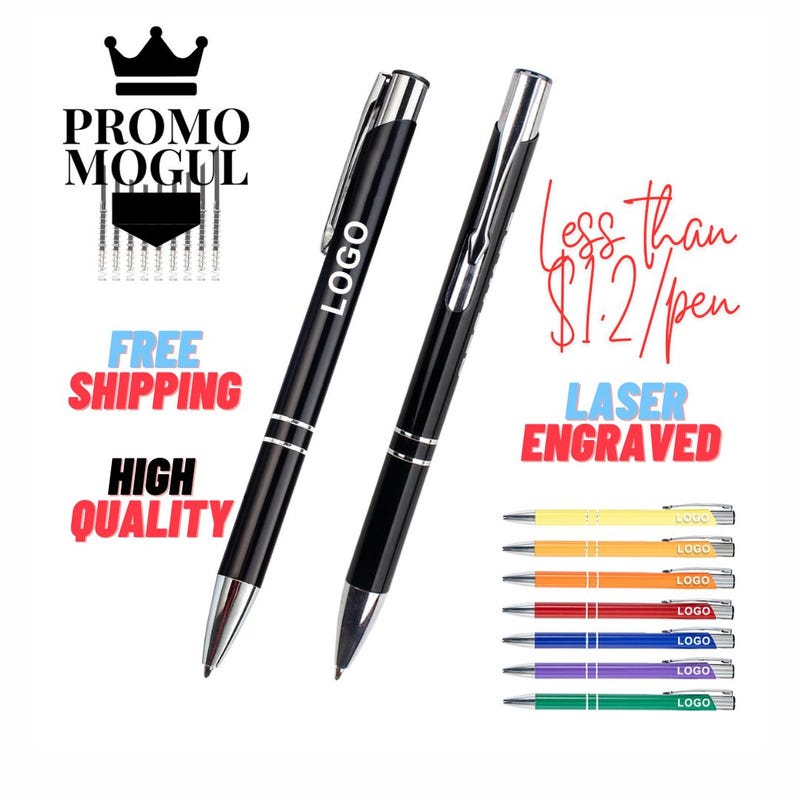 Custom logo aluminum twist pen - laser engraved promotional pen - PromoMogul