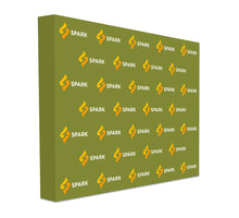 Step and repeat tension fabric pop up backdrop