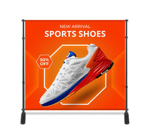 Adjustable banner stand backdrop front view