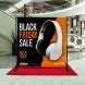 Adjustable banner stand telescopic frame detail