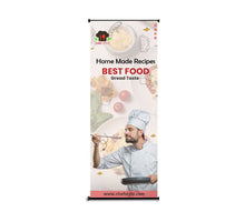 L banner stand front view