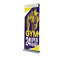 Deluxe wide base roll up banner stand front view